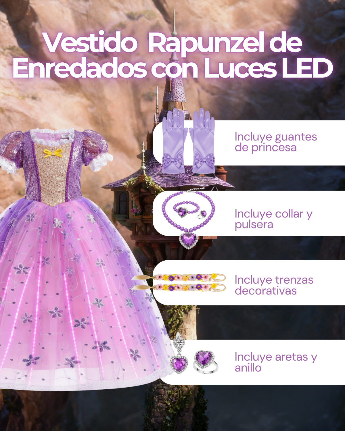Vestido de Princesa con Luces LED